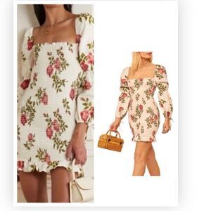 Reformation Hilary Smocked Mini Dress Jolie Size Cream size M NWT $249